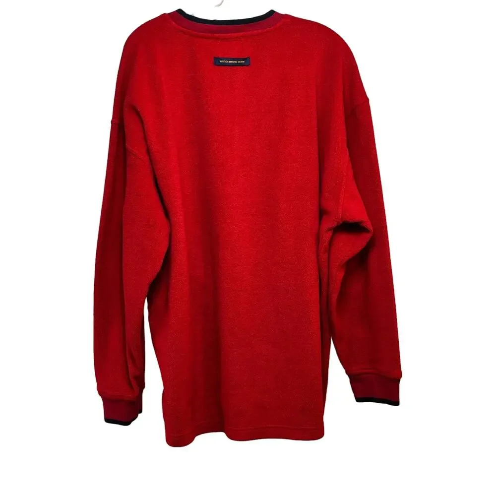 Fleece Sweatshirt Baggy Men's Medium/Large Nautica Marine Denim Red VTG Y2K